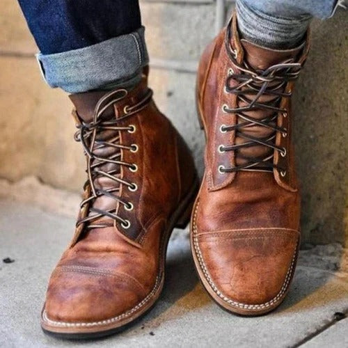 Men's Distressed Lace-Up Boots