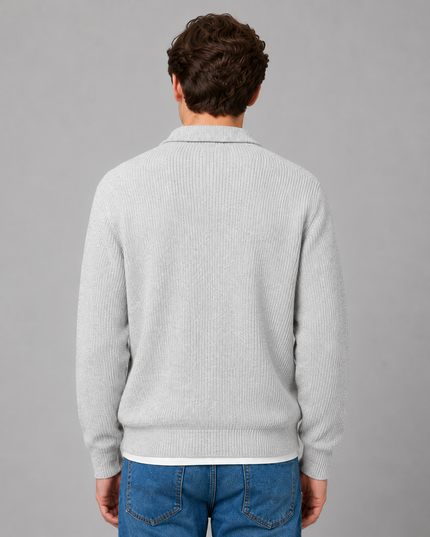 Men's Button Placket Polo Collar Jumper