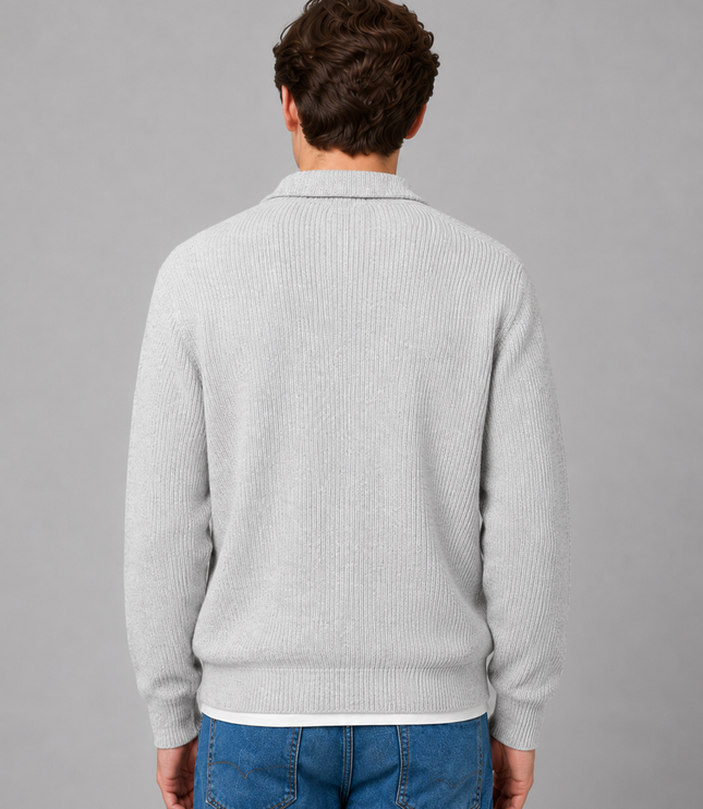Men's Button Placket Polo Collar Jumper