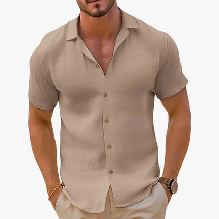 Men's Button Up Shirt with a Camp Collar and Short Sleeves