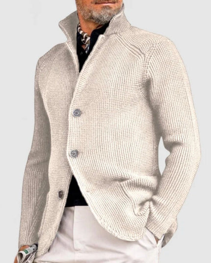 Men's Cardigan Sweater with Buttons and a Waffle Knit
