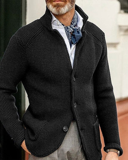 Men's Cardigan Sweater with Buttons and a Waffle Knit