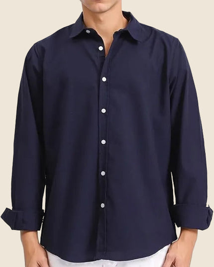 Men's Casual Shirt with a Point Collar and Long Sleeves