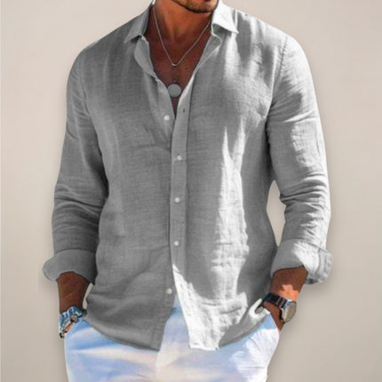 Men's Casual Shirt with a Point Collar and Long Sleeves