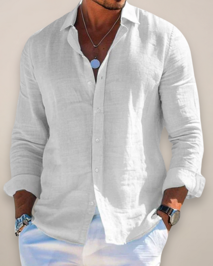 Men's Casual Shirt with a Point Collar and Long Sleeves