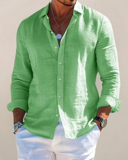 Men's Casual Shirt with a Point Collar and Long Sleeves
