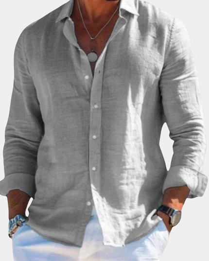 Men's Casual Shirt with a Point Collar and Long Sleeves