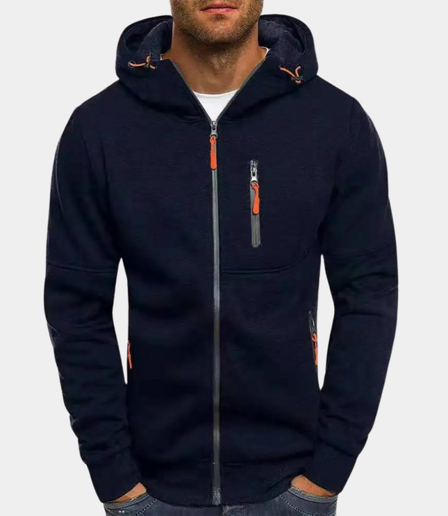 Men's Casual Sweatshirt, a Relaxed Full Zip Hoodie