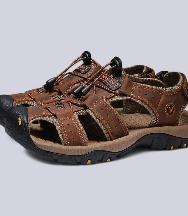 Men's Closed-Toe Outdoor Sandals with Toggle Lacing