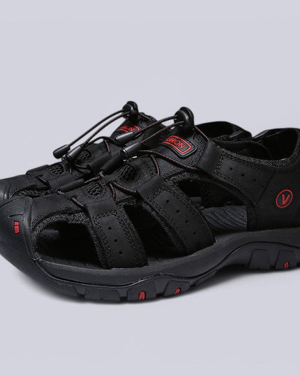 Men's Closed-Toe Outdoor Sandals with Toggle Lacing