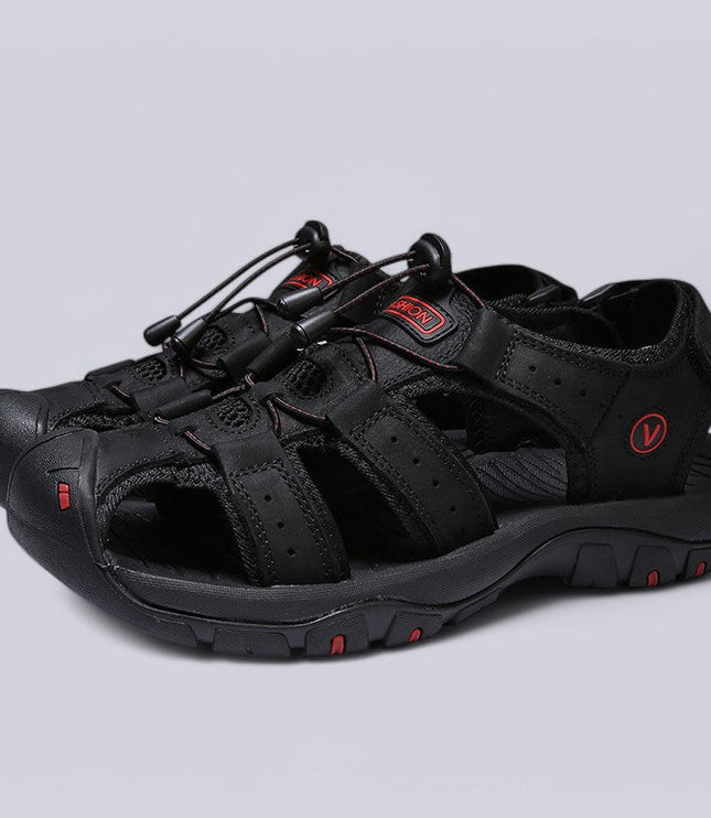 Men's Closed-Toe Outdoor Sandals with Toggle Lacing