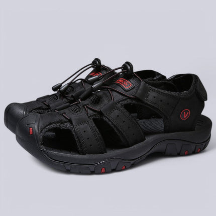 Men's Closed-Toe Outdoor Sandals with Toggle Lacing
