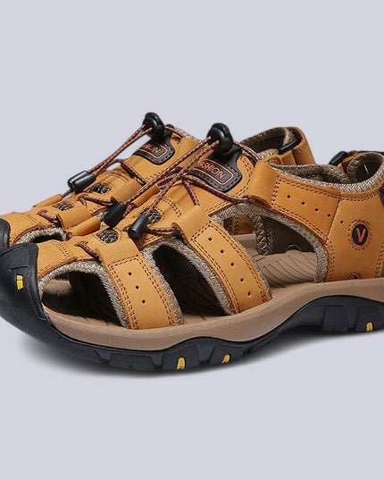 Men's Closed-Toe Outdoor Sandals with Toggle Lacing