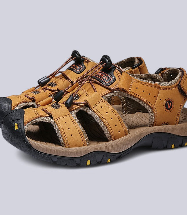 Men's Closed-Toe Outdoor Sandals with Toggle Lacing