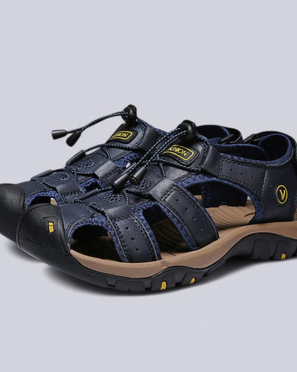 Men's Closed-Toe Outdoor Sandals with Toggle Lacing