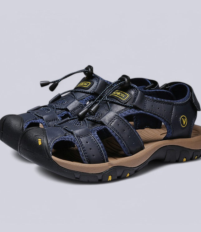 Men's Closed-Toe Outdoor Sandals with Toggle Lacing