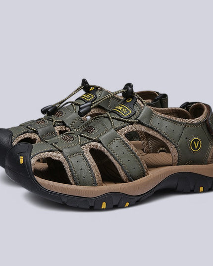 Men's Closed-Toe Outdoor Sandals with Toggle Lacing