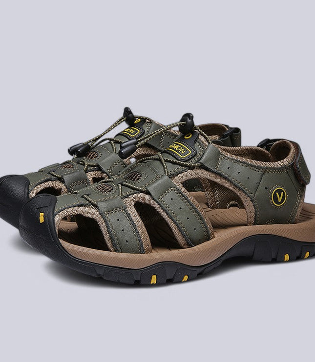 Men's Closed-Toe Outdoor Sandals with Toggle Lacing