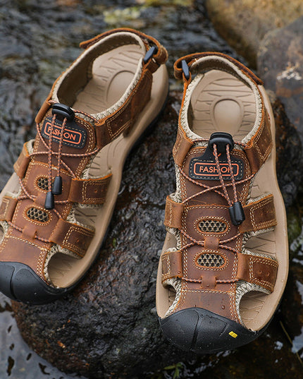 Men's Closed-Toe Outdoor Sandals with Toggle Lacing