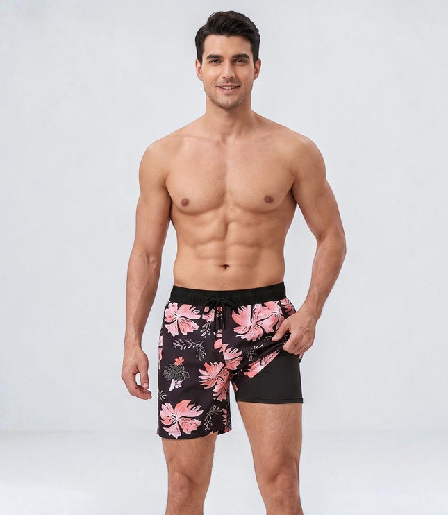 Men's Compression-Lined Quick-Dry Swim Shorts