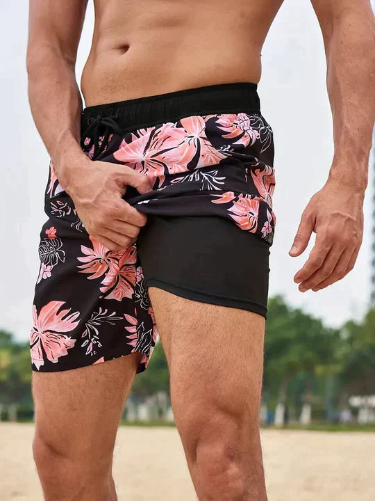 Men's Compression-Lined Quick-Dry Swim Shorts