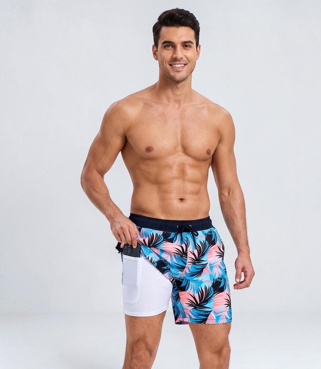 Men's Compression-Lined Quick-Dry Swim Shorts