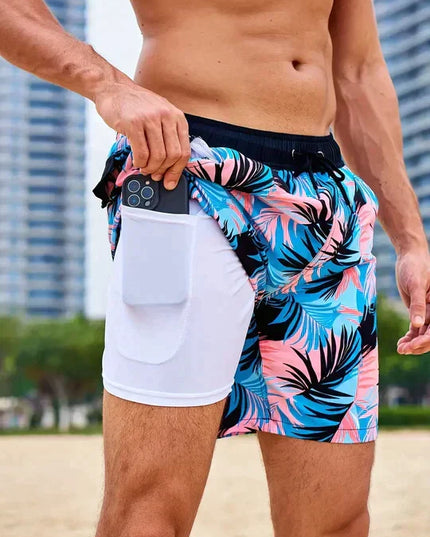 Men's Compression-Lined Quick-Dry Swim Shorts