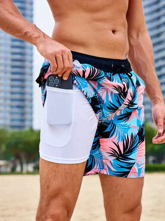 Men's Compression-Lined Quick-Dry Swim Shorts