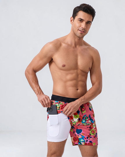 Men's Compression-Lined Quick-Dry Swim Shorts