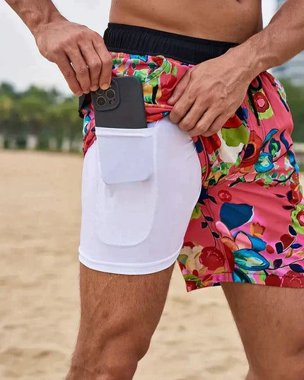 Men's Compression-Lined Quick-Dry Swim Shorts