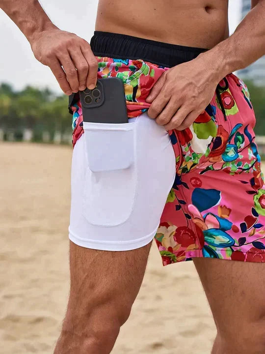 Men's Compression-Lined Quick-Dry Swim Shorts
