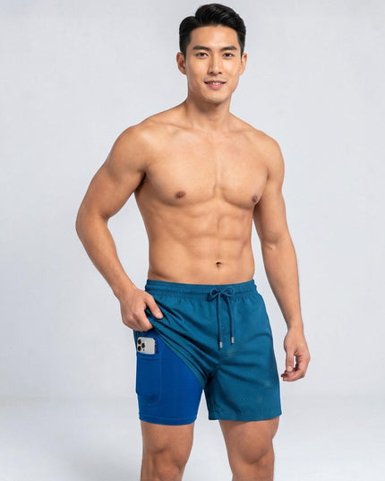 Men's Compression-Lined Quick-Dry Swim Shorts