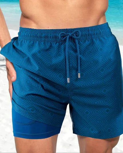 Men's Compression-Lined Quick-Dry Swim Shorts