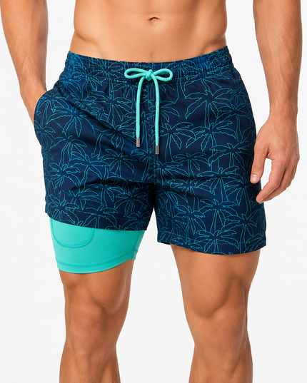 Men's Compression-Lined Quick-Dry Swim Shorts