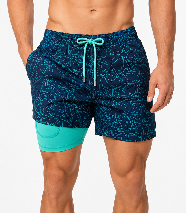 Men's Compression-Lined Quick-Dry Swim Shorts