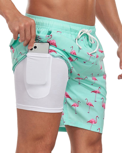 Men's Compression-Lined Quick-Dry Swim Shorts