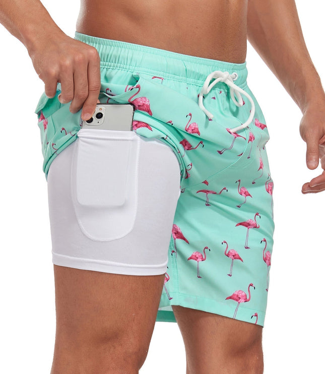 Men's Compression-Lined Quick-Dry Swim Shorts