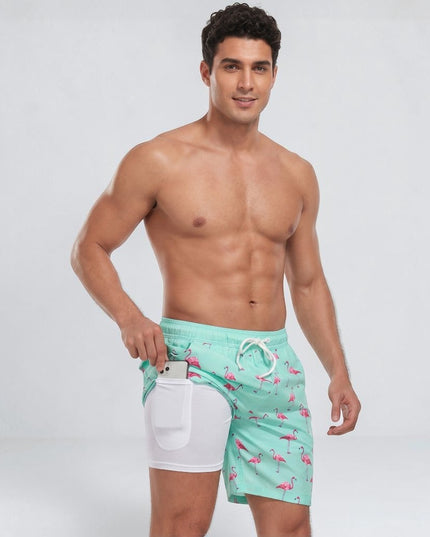 Men's Compression-Lined Quick-Dry Swim Shorts