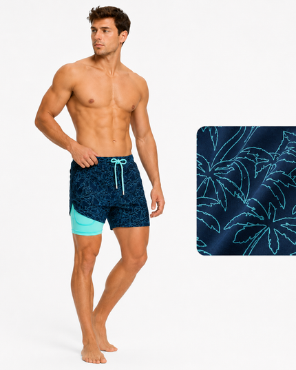 Men's Compression-Lined Quick-Dry Swim Shorts