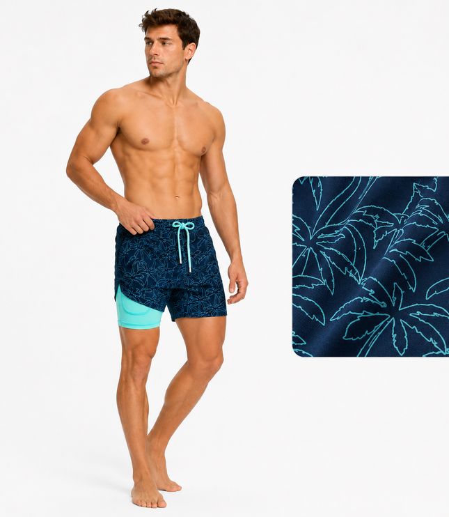 Men's Compression-Lined Quick-Dry Swim Shorts