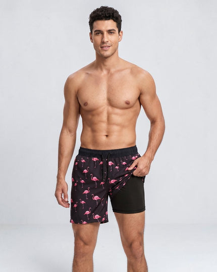 Men's Compression-Lined Quick-Dry Swim Shorts