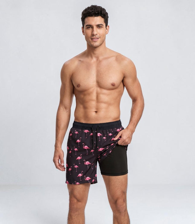 Men's Compression-Lined Quick-Dry Swim Shorts