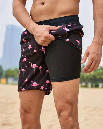Men's Compression-Lined Quick-Dry Swim Shorts