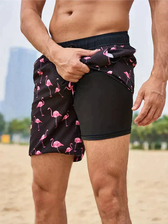 Men's Compression-Lined Quick-Dry Swim Shorts
