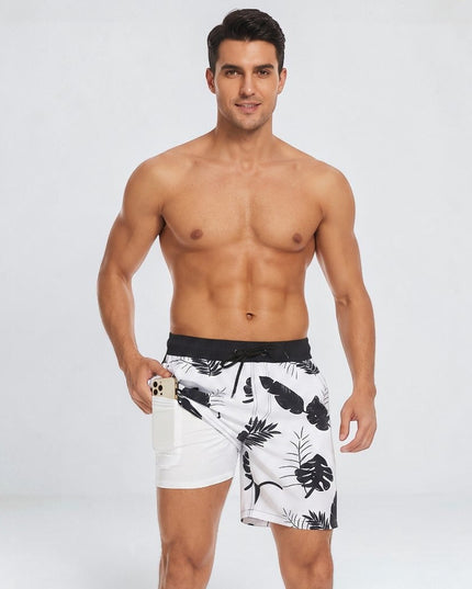 Men's Compression-Lined Quick-Dry Swim Shorts