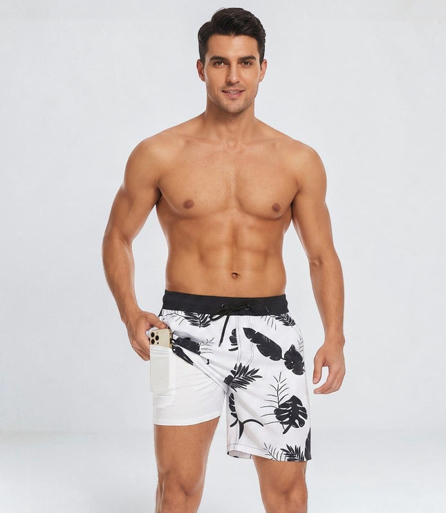 Men's Compression-Lined Quick-Dry Swim Shorts