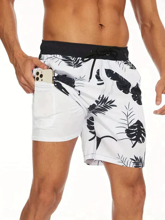 Men's Compression-Lined Quick-Dry Swim Shorts