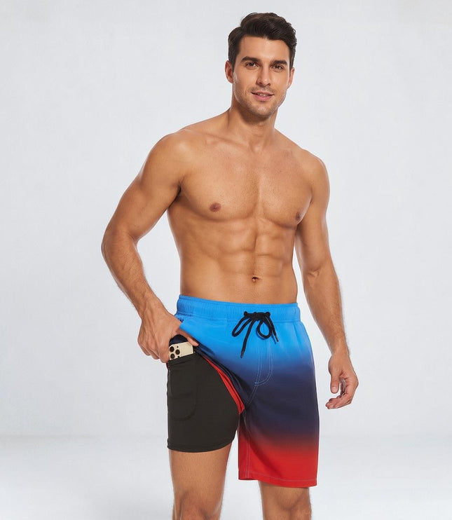 Men's Compression-Lined Quick-Dry Swim Shorts