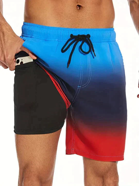Men's Compression-Lined Quick-Dry Swim Shorts