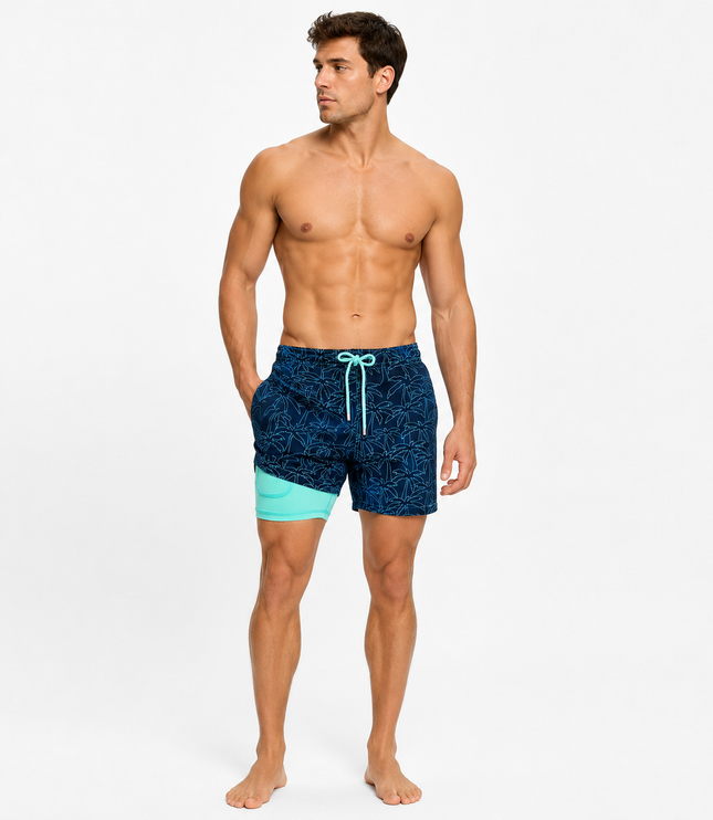Men's Compression-Lined Quick-Dry Swim Shorts